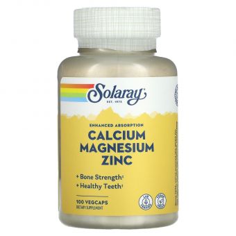 Кальцій, магній і цинк, Calcium, Magnesium, Zinc, Solaray, 100 вегетаріанських капсул