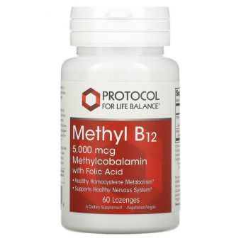 Метил В12, Methyl B12, Protocol for Life Balance, 5000 мкг, 60 пастилок