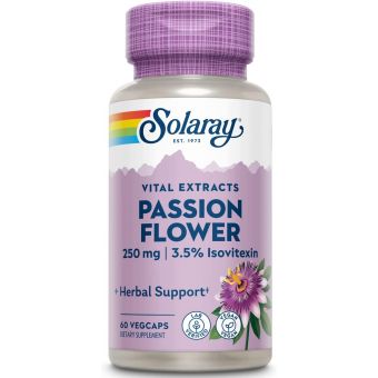 Пассифлора экстракт, Passion Flower Aerial Extract, Solaray, 250 мг, 60 вегетарианских капсул