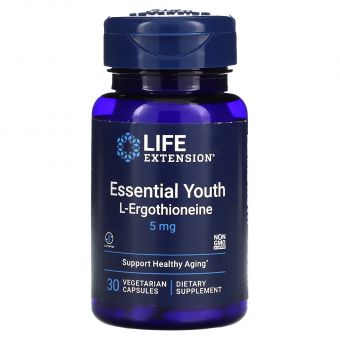 L-эрготионеин, Essential Youth L-Ergothioneine, Life Extension, поддержка молодости, 5 мг, 30 вегетарианских капсул