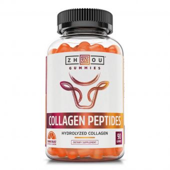 Колаген пептидний, Collagen Peptides, Zhou Nutrition, апельсин, 90 жувальних цукерок