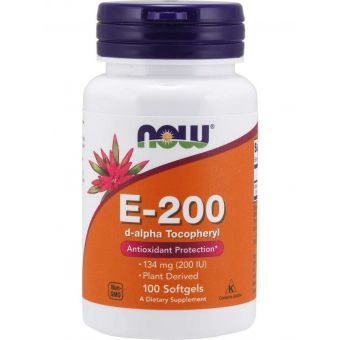 Вітамін Е, Vitamin E, Now Foods, 134 мг (200 МО), 100 гелевих капсул