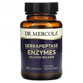 Серрапептаза, Serrapeptase Enzymes, Dr. Mercola, ферменты, 60 капсул