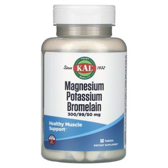 Магний, калий, бромелайн, Magnesium Potassium Bromelain, KAL, 60 таблеток