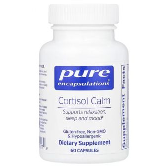 Кортизол, Cortisol Calm, Pure Encapsulations, для підтримки здорового рівня, розслаблення та спокійного сну під час періодичного стресу, 60 капсул