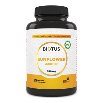  Лецитин подсолнечный, Lecithin Sunflower, Biotus, 120 капсул 