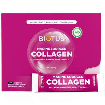 Морской коллаген с гиалуроновой кислотой и витамином С, Marine Sourced Collagen Peptid, Biotus, 30 пакетиков (154,5 г)