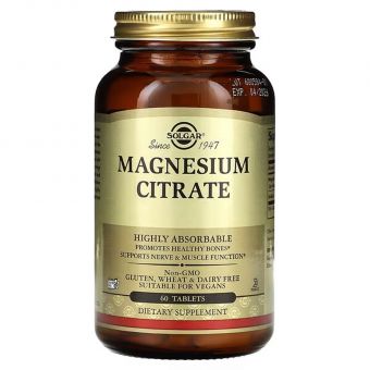 Магній цитрат, Magnesium Citrate, Solgar, 60 веганських таблеток