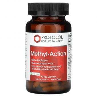 Поддержка метилирования, Methyl-Action, Protocol for Life Balance, активный В-комплекс, 90 веганских капсул