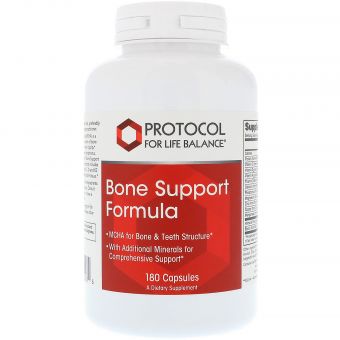 Поддержка костей, Bone Support Formula, Protocol for Life Balance, комплексная формула с MCHA, 180 капсул