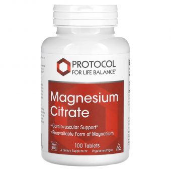 Магній цитрат, Magnesium Citrate, Protocol for Life Balance, 100 веганських таблеток