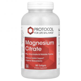 Магній цитрат, Magnesium Citrate, Protocol for Life Balance, 180 гелевих капсул