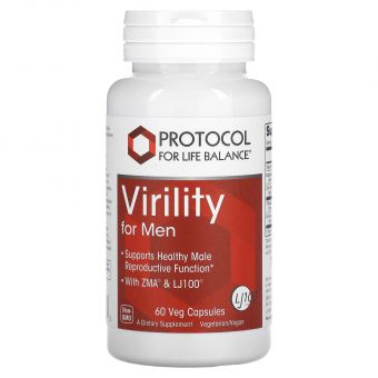 Репродуктивное здоровье мужчин, Virility For Men, Protocol for Life Balance, 60 веганских капсул