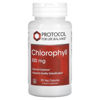 Хлорофилл, Chlorophyll, Protocol for Life Balance, 100 мг, 90 вегетарианских капсул