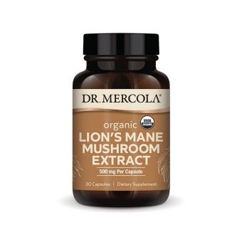 Гриб львиная грива, Organic Lion's Mane Mushroom Extract, Dr. Mercola, органик, экстракт, 500 мг, 30 капсул