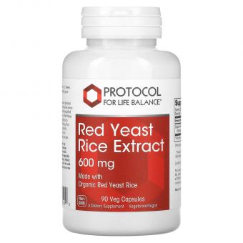 Червоний дріжджовий рис, Red Yeast Rice Extract, Protocol for Life Balance, екстракт, 600 мг, 90 веганських капсул