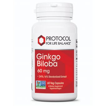 Гинкго Билоба, Ginkgo Biloba, Protocol for Life Balance, 60 мг, 60 веганских капсул 