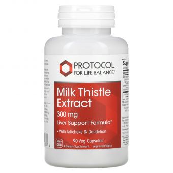 Расторопша пятнистая, Milk Thistle Extract, Protocol for Life Balance, экстракт, 300 мг, 90 веганских капсул 