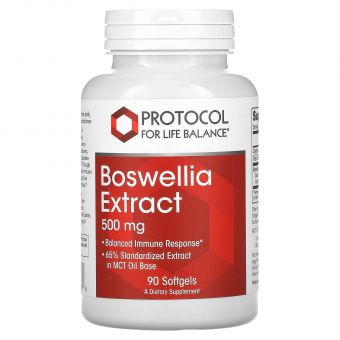 Босвеллия, Boswellia Extract, Protocol for Life Balance, экстракт, 500 мг, 90 гелевых капсул