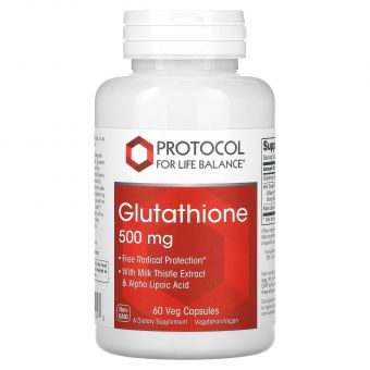 Глутатион, Glutathione, Protocol for Life Balance, 500 мг, 60 веганских капсул