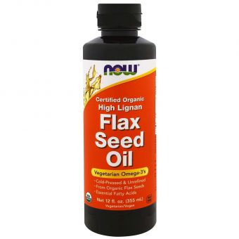 Лляне олія, Flax Seed Oil, Now Foods, лігнани, органік, 355 мл