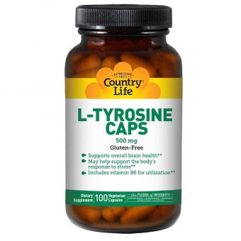 Тирозин, L-Tyrosine, Country Life, 500 мг, 100 капсул