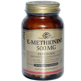 Метионин, L-Methionine, Solgar, 500 мг, 90 вегетарианских капсул