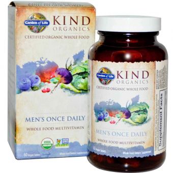 Витамины для мужчин, Men's Whole Food Multivitamin, Garden of Life, один раз в день, цельнопищевые, 60 веганских таблеток