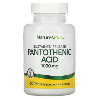 Пантотенова кислота (Pantothenic Acid), Nature's Plus, 1000 мг, 60 таблеток