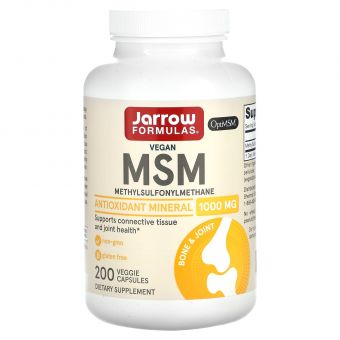 Метилсульфонілметан, MSM, Jarrow Formulas, 1000 мг, 200 вегетаріанських капсул