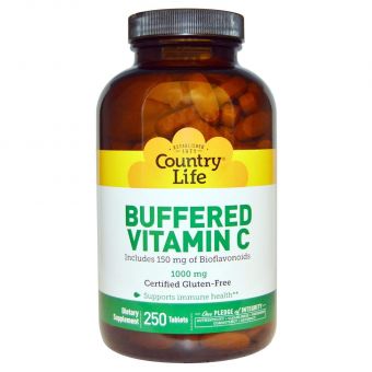 Вітамін С, Buffered Vitamin C, Country Life, буферизований, 1000 мг, 250 таблеток