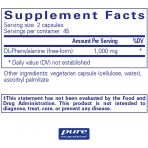 DL-фенилаланин, DL-Phenylalanine, Pure Encapsulations, эмоциональное благополучие и расслабление опорно-двигательного аппарата, 90 капсул