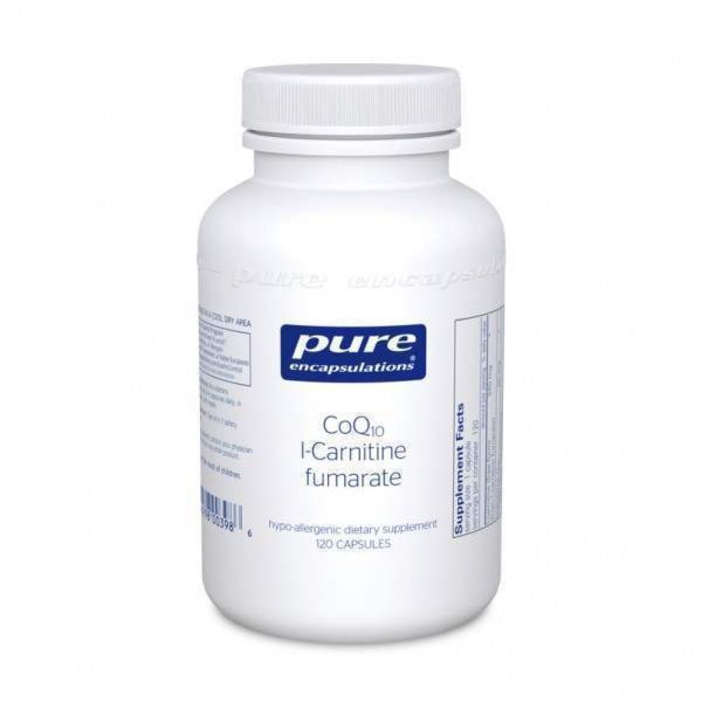 Коэнзим Q10 L-карнитин фумарат, CoQ10 l-Carnitine Fumarate, Pure Encapsulations, сердечно-сосудистая поддержка, 120 капсул