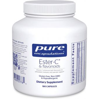 Эстер-C и флавоноиды, Ester-C & flavonoids, Pure Encapsulations, антиоксидантная, иммунная и сосудистая поддержка, 180 капсул