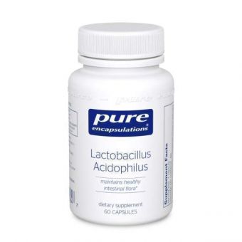 Лактобактерии ацидофильные, Lactobacillus Acidophilus, Pure Encapsulations, пробиотическая поддержка для здоровой микрофлоры кишечника, 60 капсул