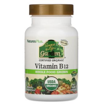 Вітамін В-12, Vitamin B12, Nature's Plus, Source of Life Garden, органік, 60 капсул