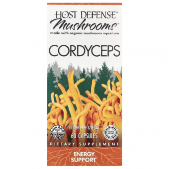 Кордицепс, Cordyceps, Fungi Perfecti, Host Defense, для захисту организму, енергетична підтримка, 60 вегетаріанських капсул