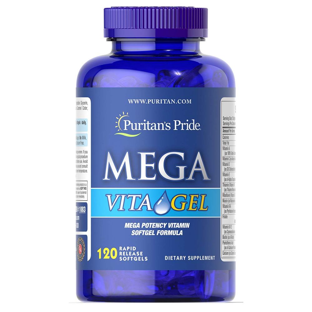 Витамины и минералы Мега, Mega Vita Gel, Puritan's Pride, 120 гелевых капсул