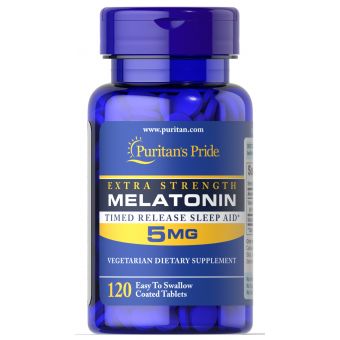 Мелатонін, Melatonin, Puritan's Pride, 5 мг, 120 таблеток (повільного вивільнення)