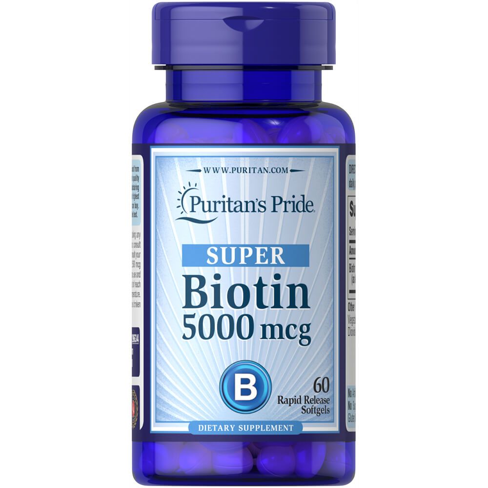 Биотин, Biotin, Puritan's Pride, 5000 мкг, 60 капсул