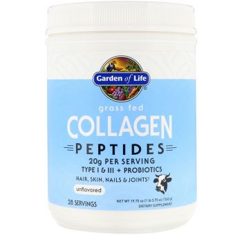 Пептиди колагену, Grass Fed Collagen Peptides, Garden of Life, без смаку, порошок, 560 г