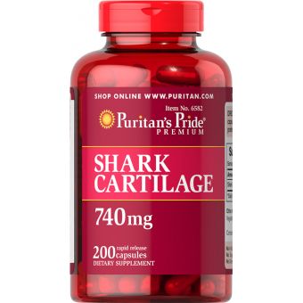 Акулячий хрящ, Shark Cartilage, Puritan's Pride, 740 мг, 200 капсул