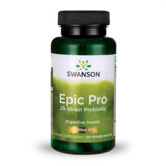 Пробиотики для поддержки пищеварительной и иммунной систем, Epic-Pro, Swanson,  25 штаммов, 30 млрд КОЕ, 30 вегетарианских капсул