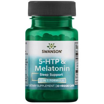 5 НТР + Мелатонін, 5-Htp + Melatonin, Swanson, 30 вегетаріанських капсул