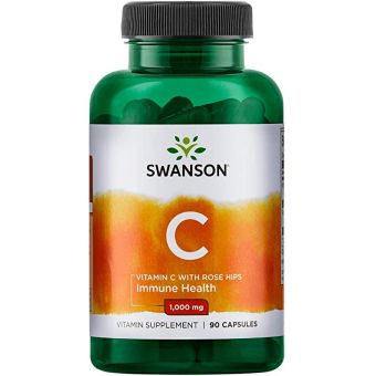 Витамин С с шиповником, Vitamin C, Swanson, 1000 мг, 90 капсул