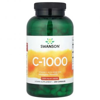 Витамин С с шиповником, Vitamin C, Swanson, 1000 мг, 250 капсул