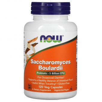 Сахаромицеты Буларди, Saccharomyces Boulardii, Now Foods, 5 млрд. КОЕ, 120 вегетарианских капсул