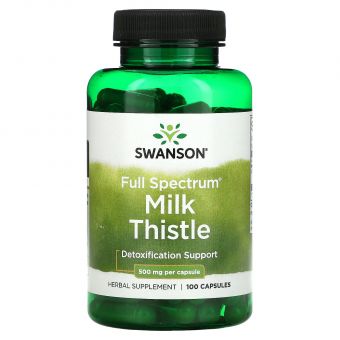 Расторопша, Milk Thistle, Swanson, 1000 мг, 100 капсул (500 мг в капсуле)