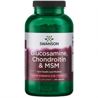 Глюкозамін, хондроїтин та MSM, Glucosamine, Chondroitin and MSM, Swanson, висока сила, 240 таблеток