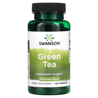 Зеленый чай, Green Tea, Swanson, 500 мг, 100 капсул